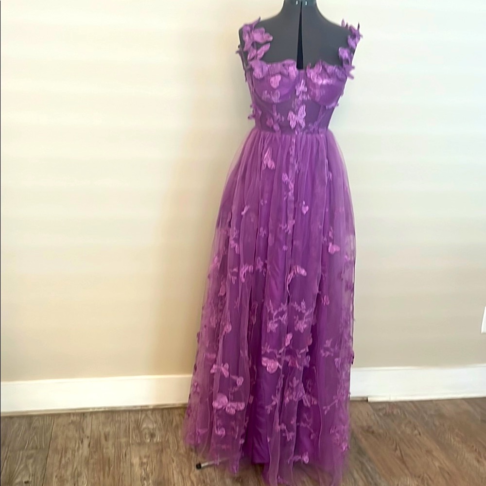 Elegant Purple Butterfly Gown